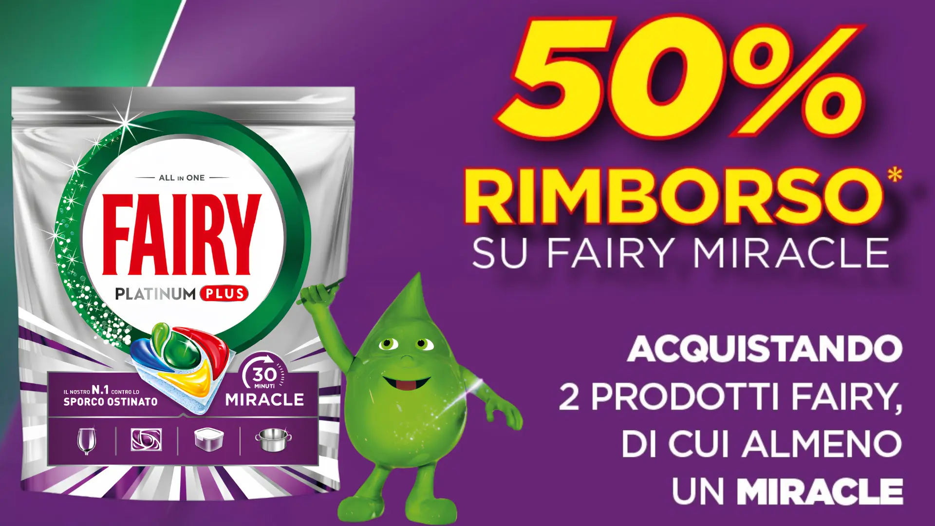 Promo Fairy Miracle con cashback del 50% acquistando 2 prodotti Fairy