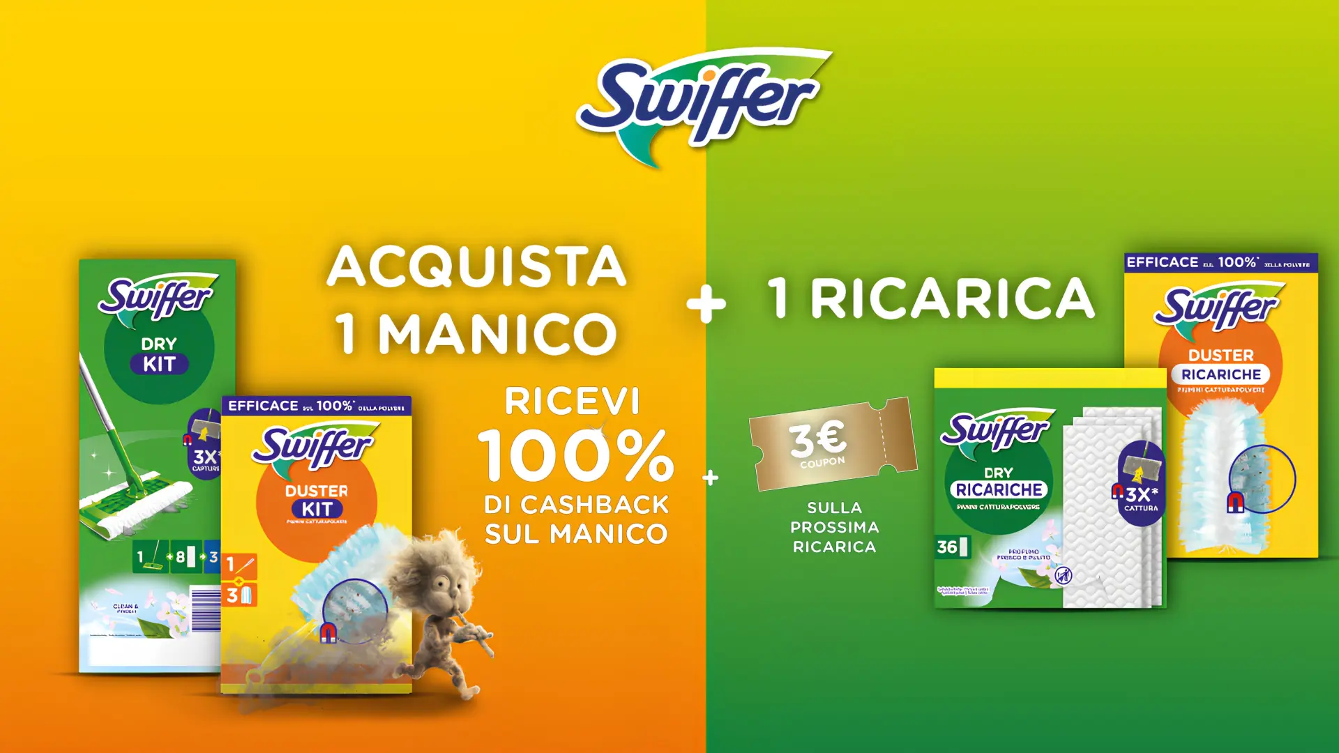 Promo cashback Swiffer con rimborso dello Starter Kit e coupon sulla ricarica