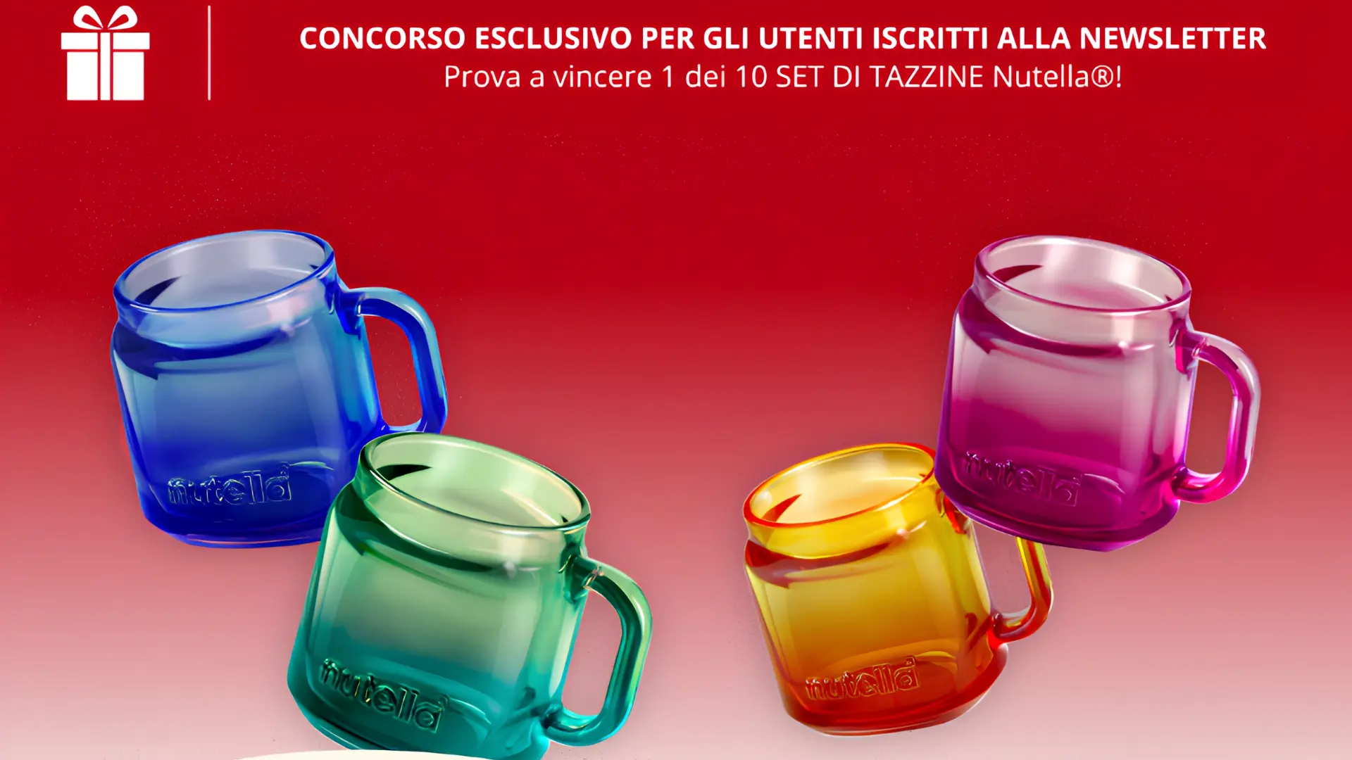 Set di 4 tazzine Nutella in vetro in palio con il concorso Newsletter Ferrero 2026