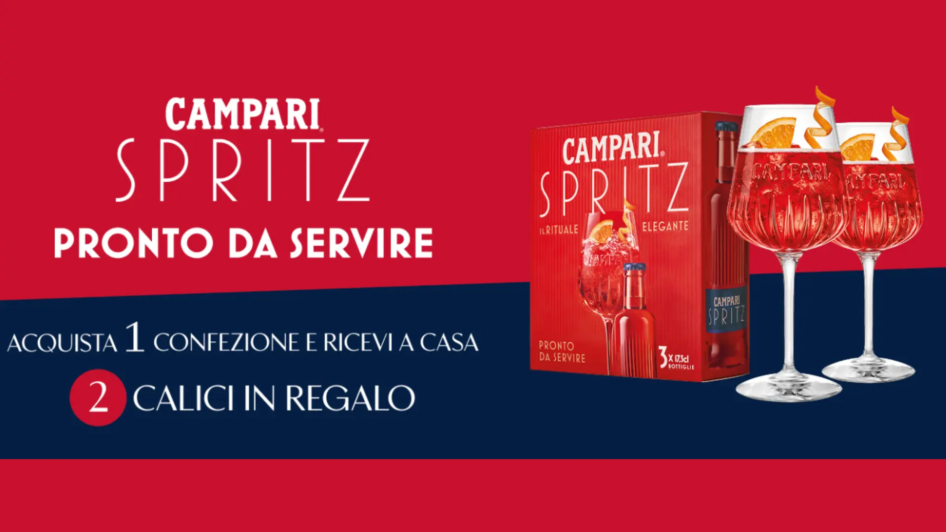 Promo Campari Spritz 2026 con 2 calici originali in regalo