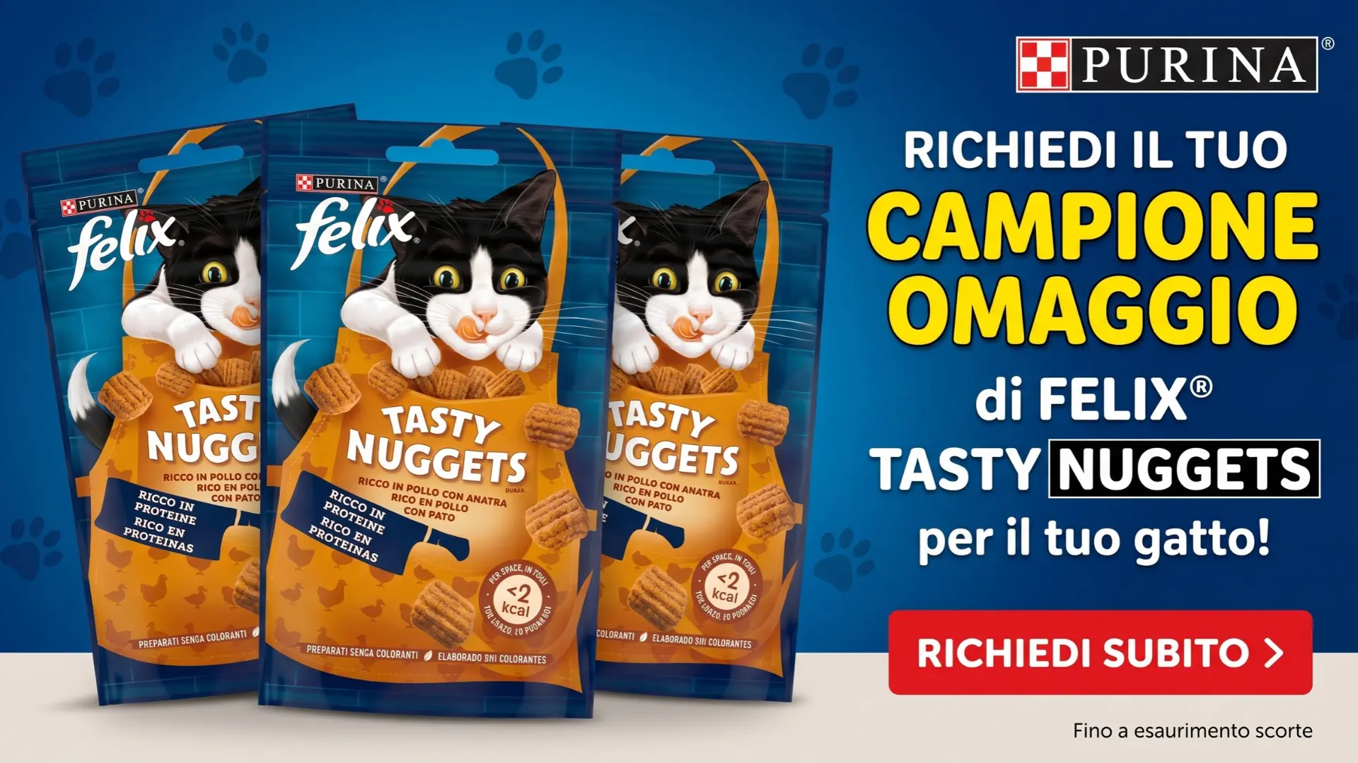 Campioni omaggio Felix: snack Tasty Nuggets e Deli Moments di Purina da provare gratis