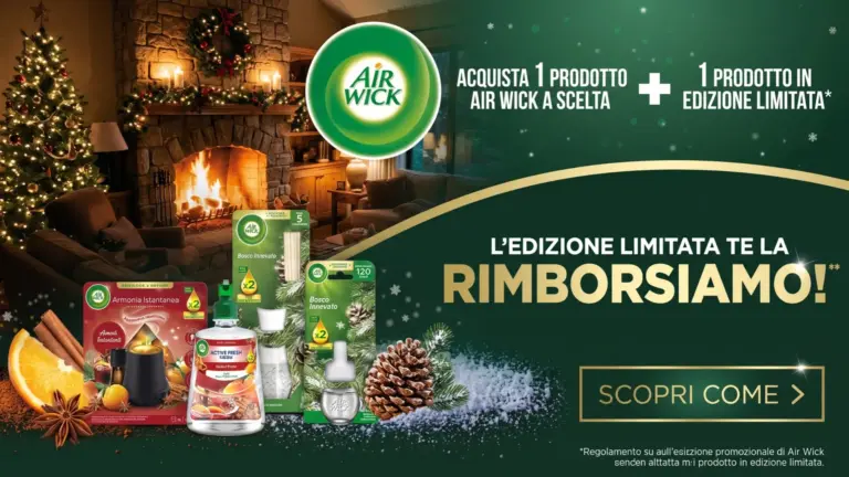 Cashback Air Wick Fragranze Invernali: rimborso fino a 9,99€ sull’edizione limitata