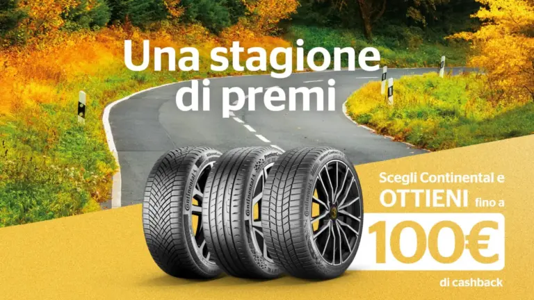 Cashback Continental “Una stagione di premi”: fino a 100€ di rimborso su 4 pneumatici