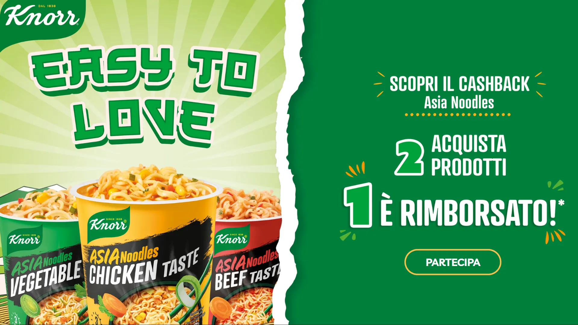 Cashback Knorr Noodles: acquista 2 Cup Noodles e ricevi il rimborso del più caro