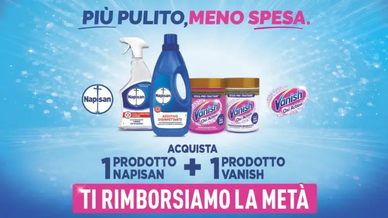 Cashback Napisan e Vanish 2026: rimborso del 50% fino a 12€