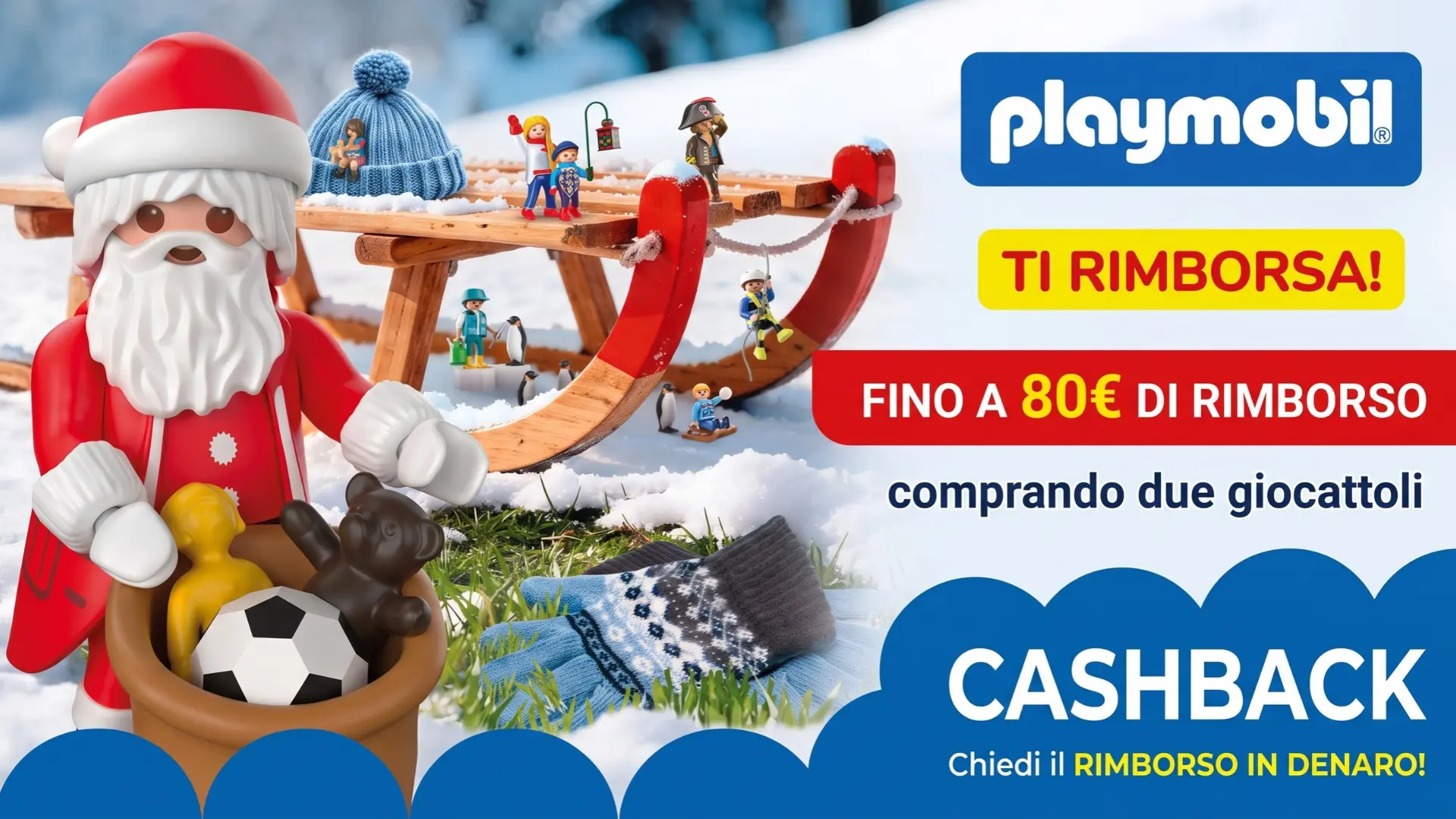 Cashback Playmobil ti rimborsa 2026: fino a 80 euro di rimborso comprando due giocattoli