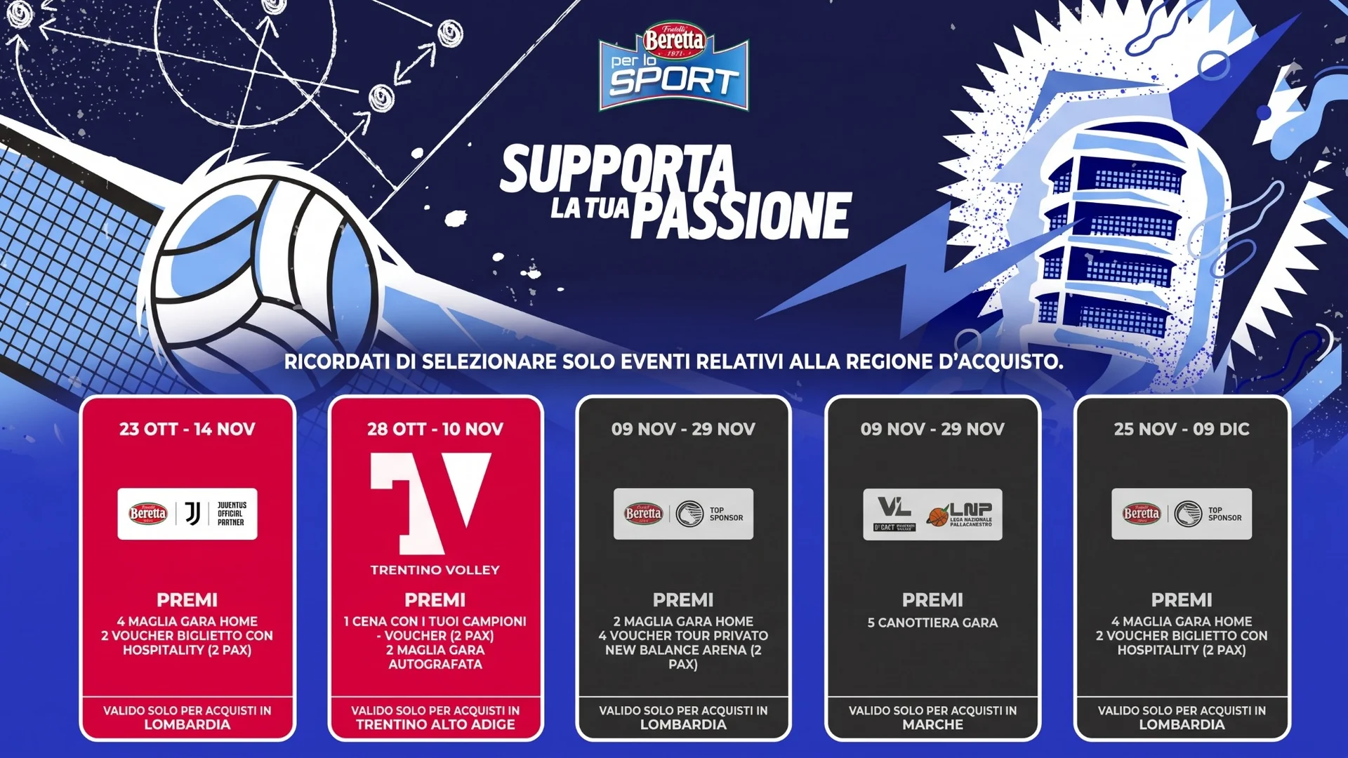 Concorso Beretta per lo Sport: vinci maglie, biglietti e experience con Juventus e Atalanta