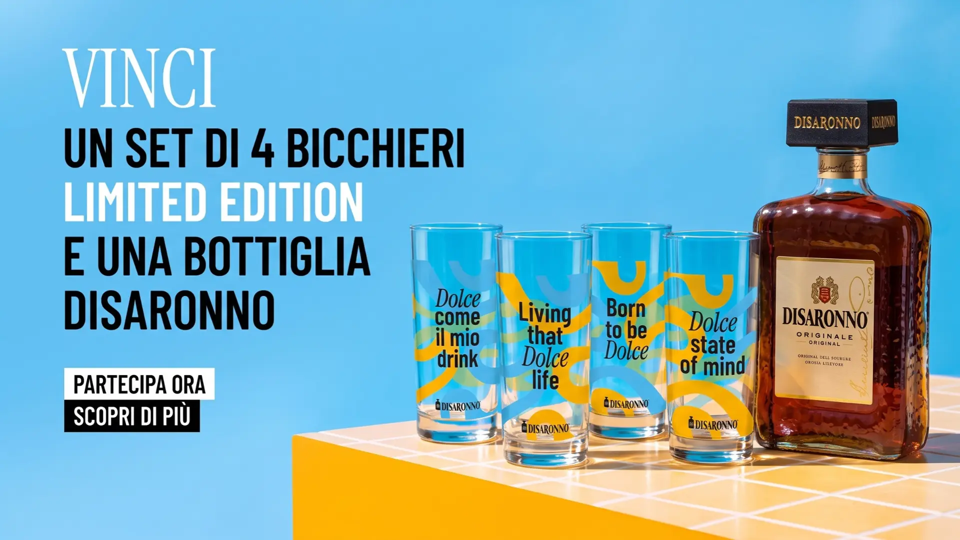 Concorso Disaronno The Dolce Limited Edition: vinci box con bottiglia e 4 bicchieri