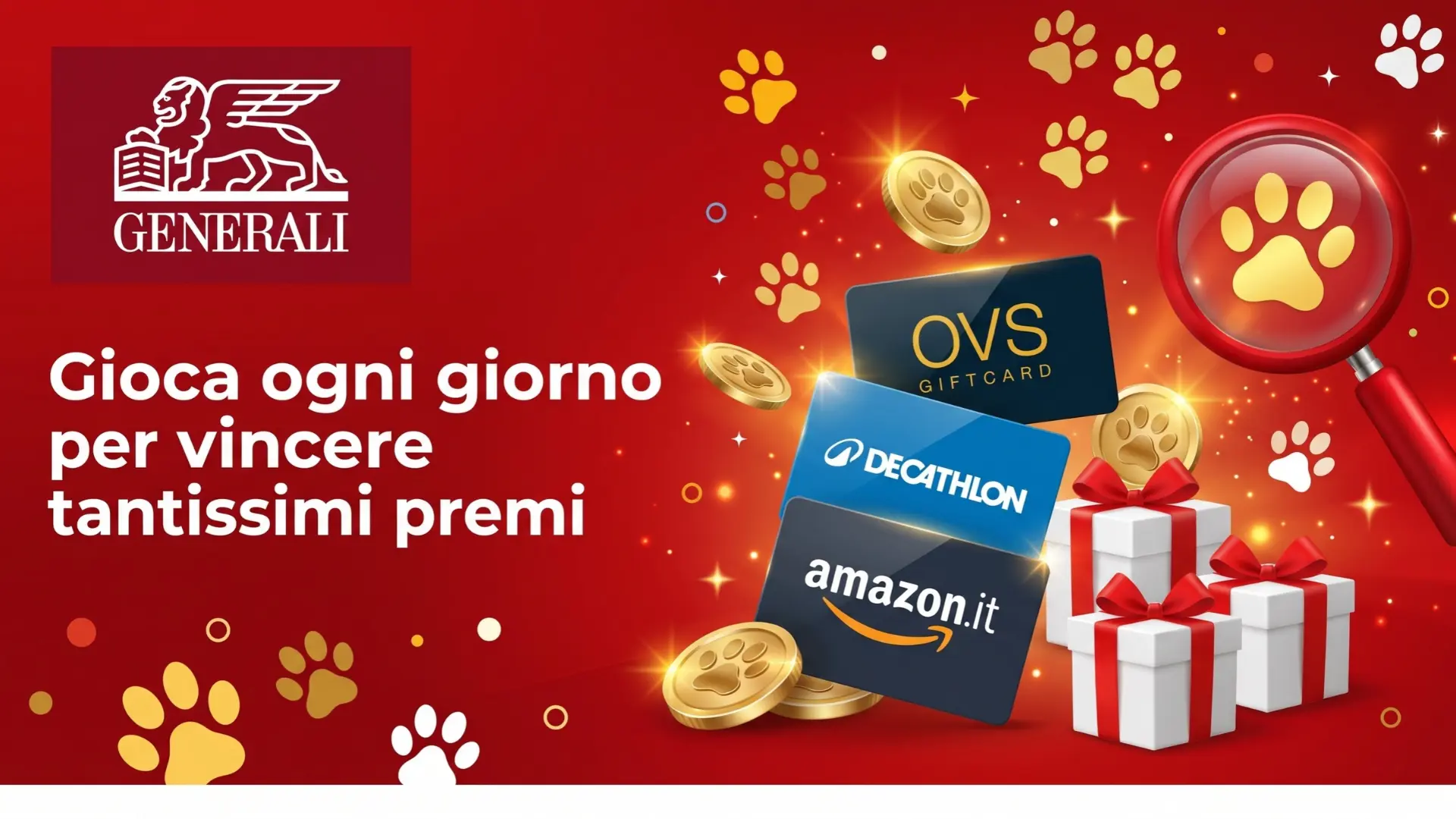 Concorso Generali “Trova l’impronta”: gift card instant win e soggiorni a Gardaland