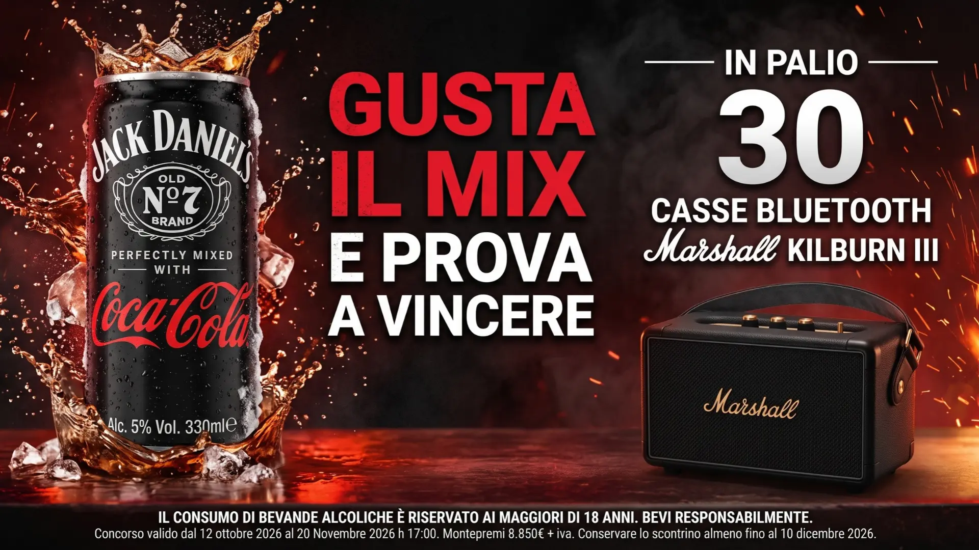 Concorso Jack&Coke: vinci subito una delle 30 casse Bluetooth Marshall Kilburn III