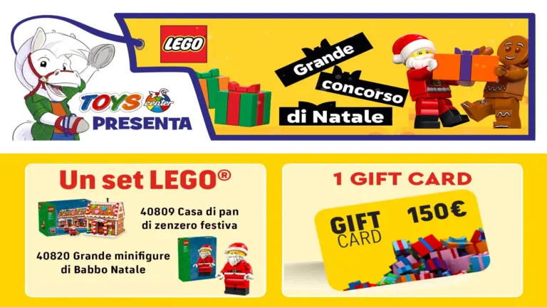 Concorso LEGO da Toys Center: vinci set di Natale, gift card da 150€ e un soggiorno a Gardaland