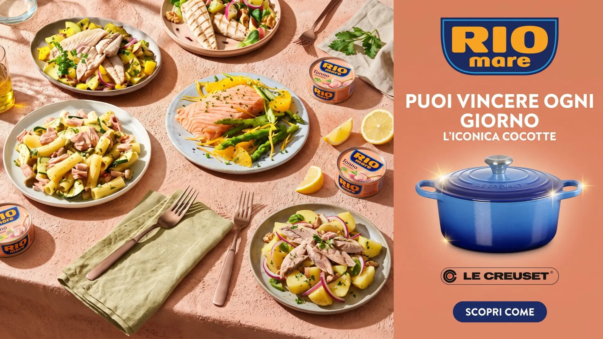 Concorso Rio Mare “Più pesce, Più gusto”: in palio 84 cocotte Le Creuset