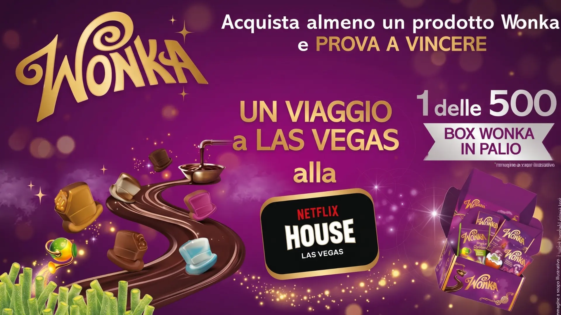 Concorso Vinci Wonka 2026: 500 box Ferrero vinci subito e un viaggio a Las Vegas