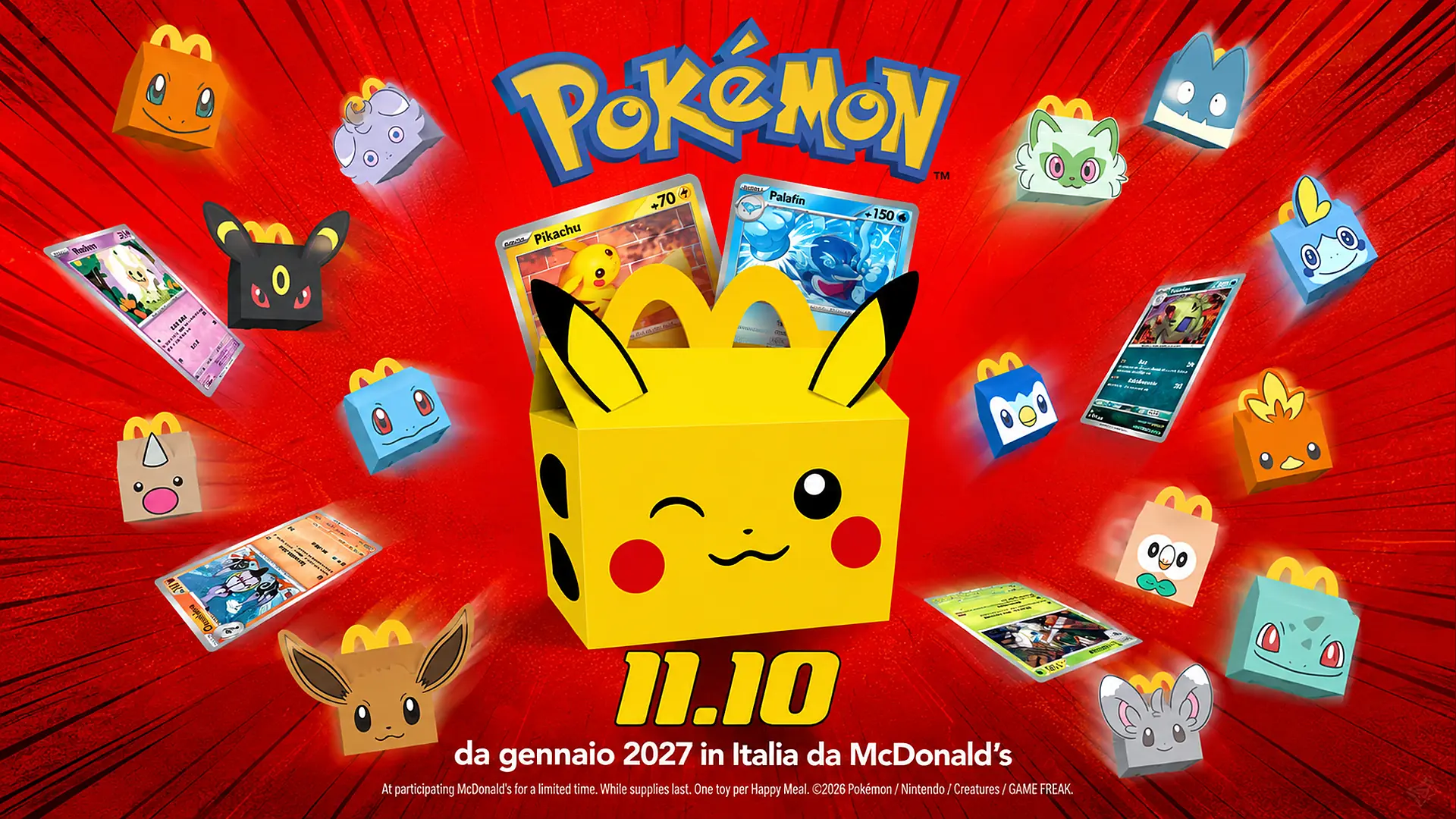 Carte Pokémon negli Happy Meal McDonald’s: in Italia arrivano a gennaio 2027