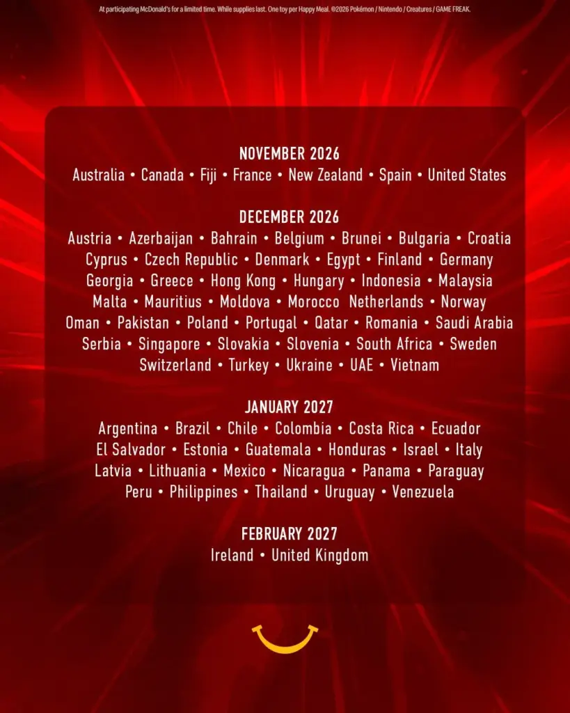 Calendario ufficiale McDonald’s degli Happy Meal Pokémon: Italia a gennaio 2027