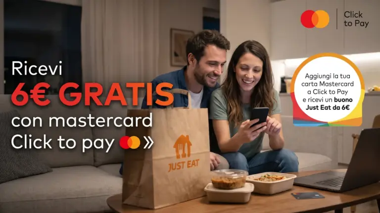 Just Eat 6€ gratis con Mastercard Click to Pay: come avere il codice sconto entro il 29 ottobre