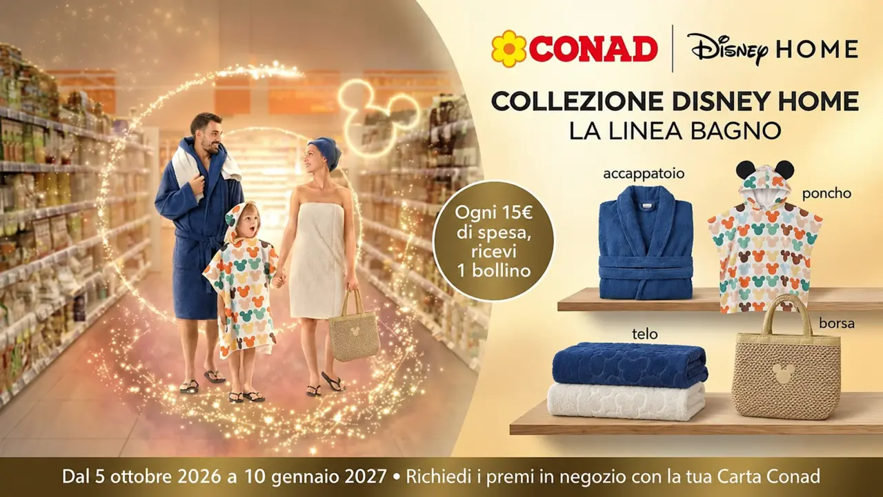 Nuova collezione Conad Disney Home 2026: raccolta bollini e premi