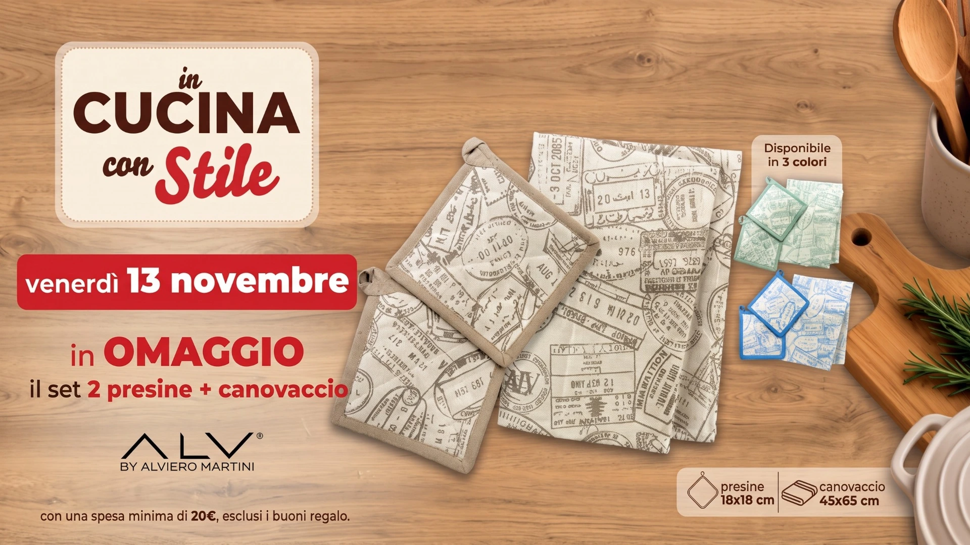 Omaggio Acqua & Sapone: presine e canovaccio Alviero Martini gratis il 13 novembre 2026