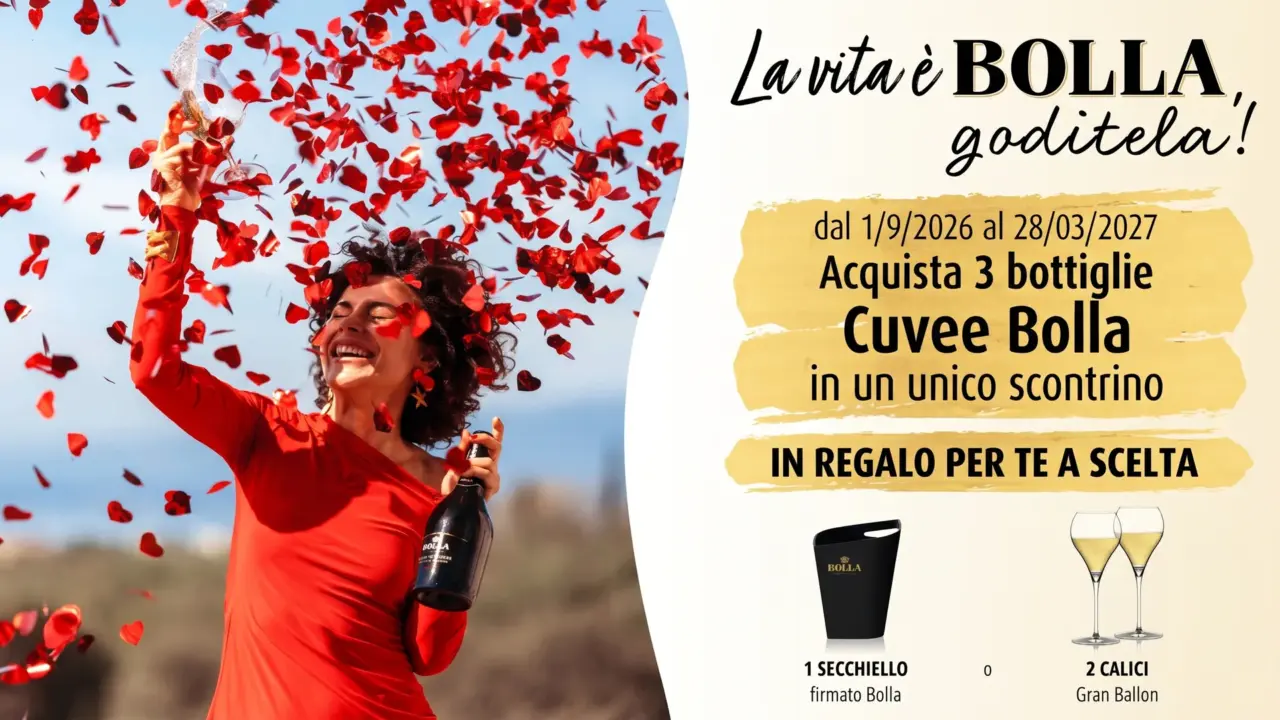 Premio certo Bolla “La vita è Bolla”: secchiello o 2 calici in regalo con 3 bottiglie di spumante