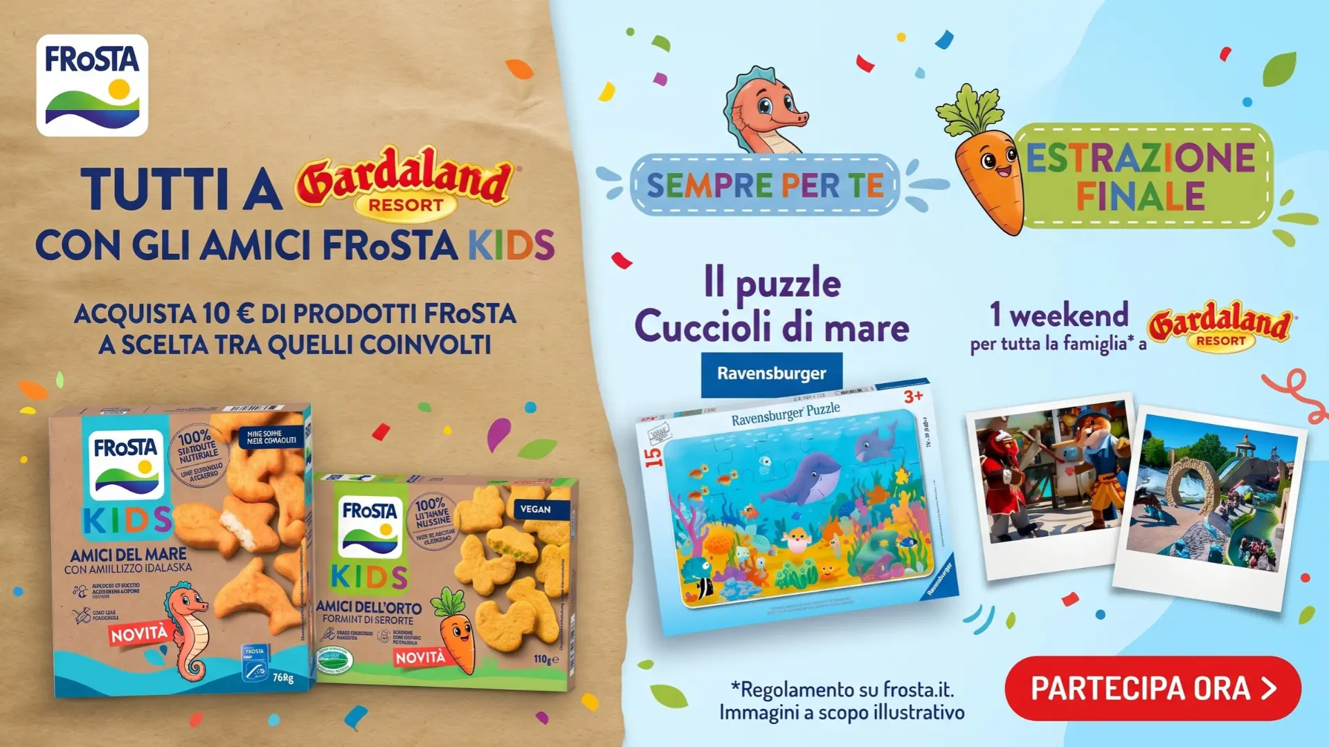 Premio certo FRoSTA Kids: puzzle in regalo con 10€ di spesa e weekend a Gardaland in palio
