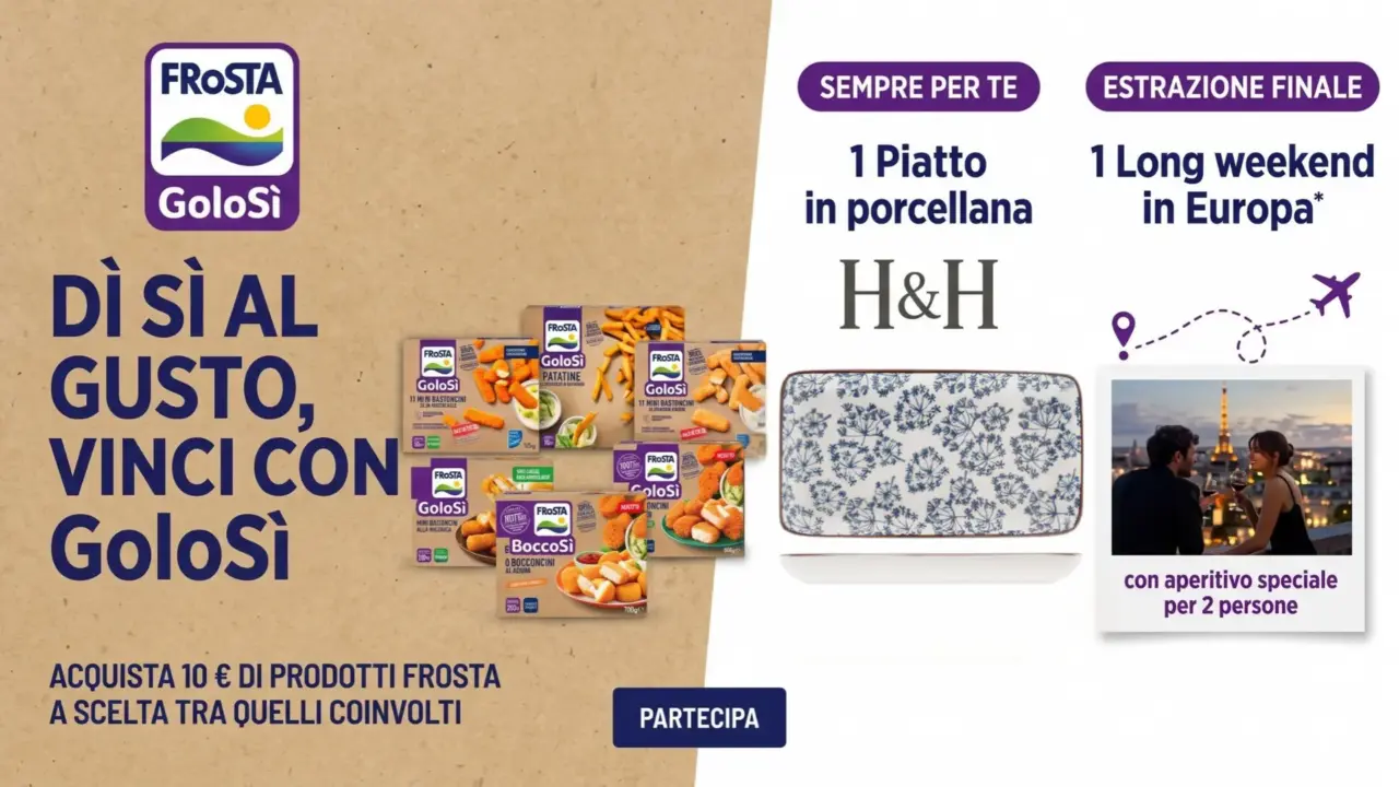Premio certo Frosta GoloSì: piatto in porcellana in regalo e un weekend in Europa in palio