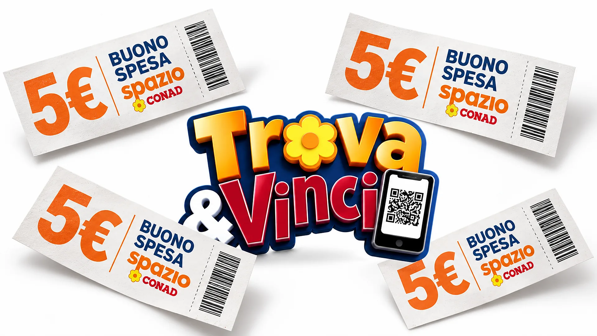 Concorso Trova & Vinci Spazio Conad: buoni spesa da 5€ e 2.000€ in carte prepagate